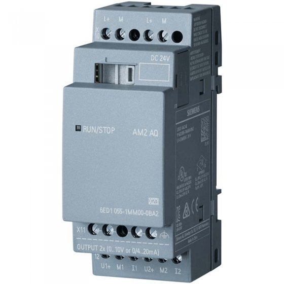 ماژول توسعه خروجی آنالوگ LOGO! AM2 AQ لوگو 8 زیمنس کد فنی 6ED1055-1MM00-0BA2