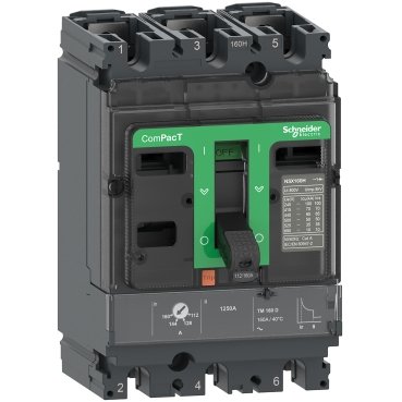 کلید اتوماتیک قابل تنظیم 100 آمپر 36kA اشنایدر، کد فنی C10F3TM100