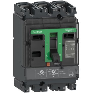 کلید اتوماتیک قابل تنظیم 250 آمپر 36kA اشنایدر، کد فنی C25F3TM250